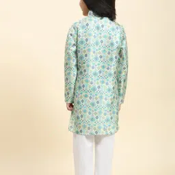 Pro-Ethic Style Developer Kids Green & White Printed Full Sleeves Kurta with Pyjamas image 2