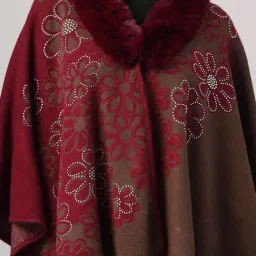 Mafadeny Maroon Regular Fit Poncho image 5