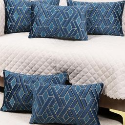 TANLOOMS Blue Velvet Rectangle Cushion Covers-picture-42