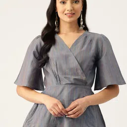 ZIZO By Namrata Bajaj Flared Sleeves Dobby Wrap Top-picture-16