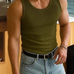 ROCKWELL Ribbed Cotton Breathable Active Fit Innerwear Gym Vests-picture-23