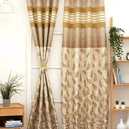 Ariana Tree Gold Printed Polyester 7 ft Door Curtain-picture-19