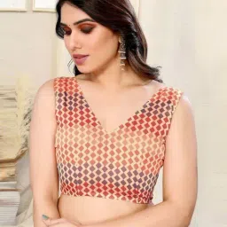 MIRCHI FASHION Cream Cotton Printed Saree With Unstitched Blouse image 5