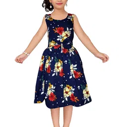 Wish little Girls Floral Printed Crepe A-Line Dress-image-64