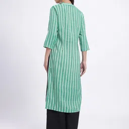 Anouk Rustic Mandarin Collar Striped Straight Kurta image 4