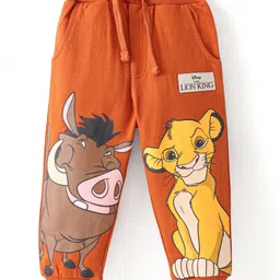 Babyhug Disney Terry Knit Track Pants with Simba & Friends Graphics and Badge Detailing - Orange-picture-20
