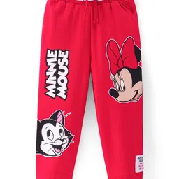 babyhug disney Babyhug Disney Cotton Knit Full Length Lounge Pant with Minnie Mouse Print and Badge Detailing- Red-picture-13