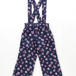 Babyhug Full Length Pant With Suspender Floral Print - Blue image 2
