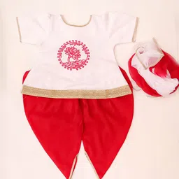 BownBee Cotton Woven Half Sleeves Floral Embroidered Kurti Dhoti Set - White image 3