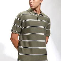HIGHLANDER Men Striped Polo Collar Relaxed Fit T-shirt-picture-50