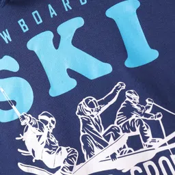 Taeko Fleece Knit Full Sleeves Sweatshirt with Text Print - Blue image 3