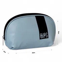 QIPS Semi-Circle PU-coated Cosmetic & Makeup Utility Bag | Travel Pouch - Blue image 3