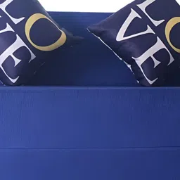 FRIENDS LIFE Blue & White Foam 2 Seater Fold Out Sofa Cum Bed With Pillows-image-79