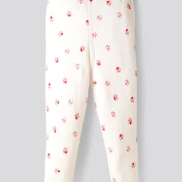 Bonfino 100% Cotton Knit Full Sleeves Co-ords T-Shirt & Leggings Set with Headband & Heart Print - Ivory image 5