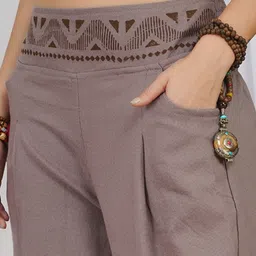 Boholyfe Women Mauve horizon wide leg cotton trouser image 5