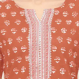KALINI Ethnic Motifs Printed V-Neck Gotta Patti Pure Cotton Kurta With Trousers & Dupatta image 3