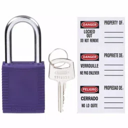 BRADY Lockout Padlock Keyed Alike Nylon Std Body Size Hardened Steel Std Purple, 39N177 image 2