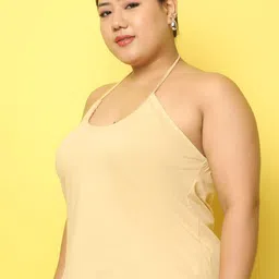 theRebelinme Plus Size Halter Neck Non-Padded Camisoles image 4