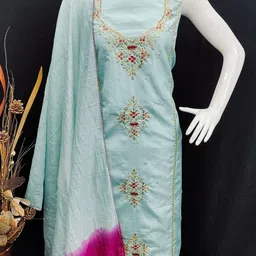 LeeliPeeri Designer Embroidered Unstitched Dress Material image 4