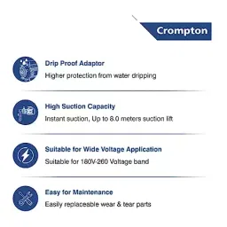 Crompton MINI GLORY PLUS I 1 HP Single Phase Self Priming Domestic Monoblock Pump image 3