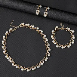 Peora Gold -Plated Cubic Zirconia Studded Jewellery Set With Bracelet-picture-29