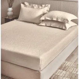 SANSAAR A D'DECOR BRAND LIVE CONSCIOUSLY Buttermilk King Bedsheet with 2 Pillow Covers-image-10