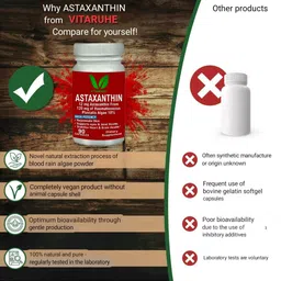 vitaruhe VITARUHE® Astaxanthin Supplement High Dose & Vegan, 12 mg Natural Astaxanthin Powder from Blood Rain Algae, 90 Capsules for 3 Months, No Additives image 4