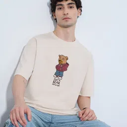 The Souled Store Oversized Bear Minimum Graphic Printed Pure Cotton T-Shirt-picture-17