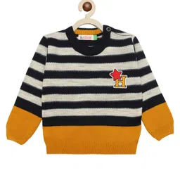 KNITCO Full Sleeves Star Patch Detailed & Striped Designed Sweater - Mustard Yellow-picture-17