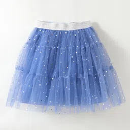 Kookie Kids Knee Length Tiered Stars & Moon Foil Printed Skirt - Blue-image-83