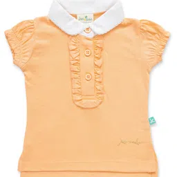 JusCubs Cotton Half Sleeves Solid Polo Tee - Orange image 1