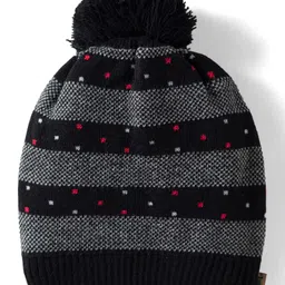 Model Knitted Striped Winter Cap Black - Diameter 9 cm-picture-27