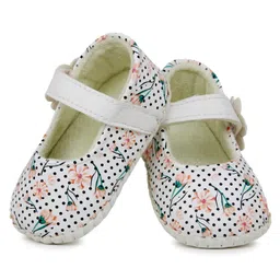 Neska Moda Floral Printed Velcro Closure Booties - White-picture-25