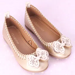Babyoye Slip on Bellies With Bow Applique - Golden image 2