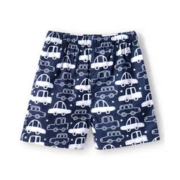 Babyhug Poplin Woven Above Knee Length Boxers With Vehicle & Animal Print Pack Of 3 - Green Yellow & Navy Blue image 2