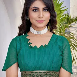 Lookmark Geometric Printed Pure Georgette Saree With Blouse Material image 5