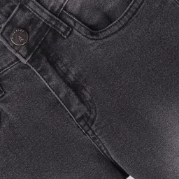 Pine Kids Denim Woven Full Length Solid Color Jeans - Black image 3