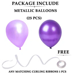 AMFIN Metallic Balloons with Ribbons set Purple & Light Purple - Pack of 26 image 4