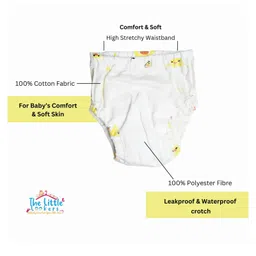 THE LITTLE LOOKERS Potty Training Pants for Babies I Reusable & Waterproof Pull up Underwear | Cloth Diaper for Babies-White Dino & Duck - Large (2 Years - 3 Years) (Pack of 2) image 4
