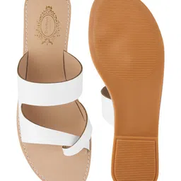 Shoetopia Solid Strap Detailed Sandals - White image 5