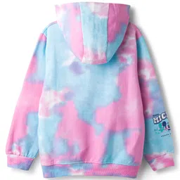 Pine Kids Disney Terry Knit Full Sleeves Tie & Dyed Hooded Sweatshirt With Mickey Mouse Graphics & Foil Print - Multicolour image 5