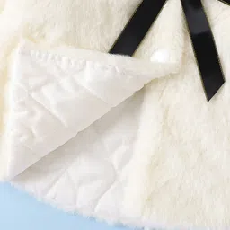 Mark & Mia Full Sleeves Fur Solid Winter Jacket With Bow Applique - Cream image 5