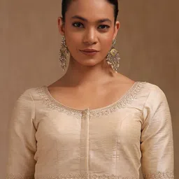 Soch Sequin Embroidered Round Neck Padded Saree Blouse-picture-55