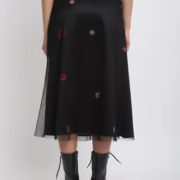 SHAYE Floral Printed Satin Flared Skirt image 5