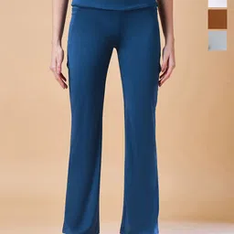 COLOR CAPITAL Pack Of 4 Solid Mid-Rise Flared Gym Tights-image-21