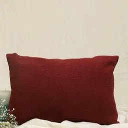 DESIGN GAATHA Maroon & White Floral Linen Rectangle Cushion Covers image 4