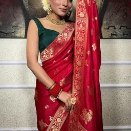 bigben textile Ethnic Motifs Zari Silk Blend Banarasi Saree image 4