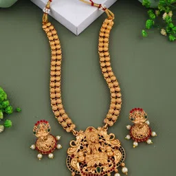 Anouk Gold-Plated Cubic Zirconia Studded And Beaded Jewellery Set-picture-55