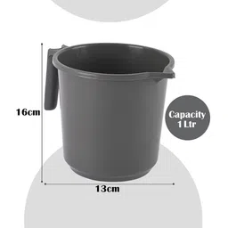 Kuber Industries Grey 12 Pieces Lightweight Mugs 1 L Each image 4