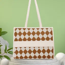 Caprese Geometric Checked Shopper Tote Bag with Tasselled-picture-17